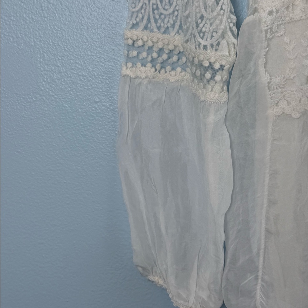 CHARLIE B White Lace Peasant Blouse - Picture 3 of 7